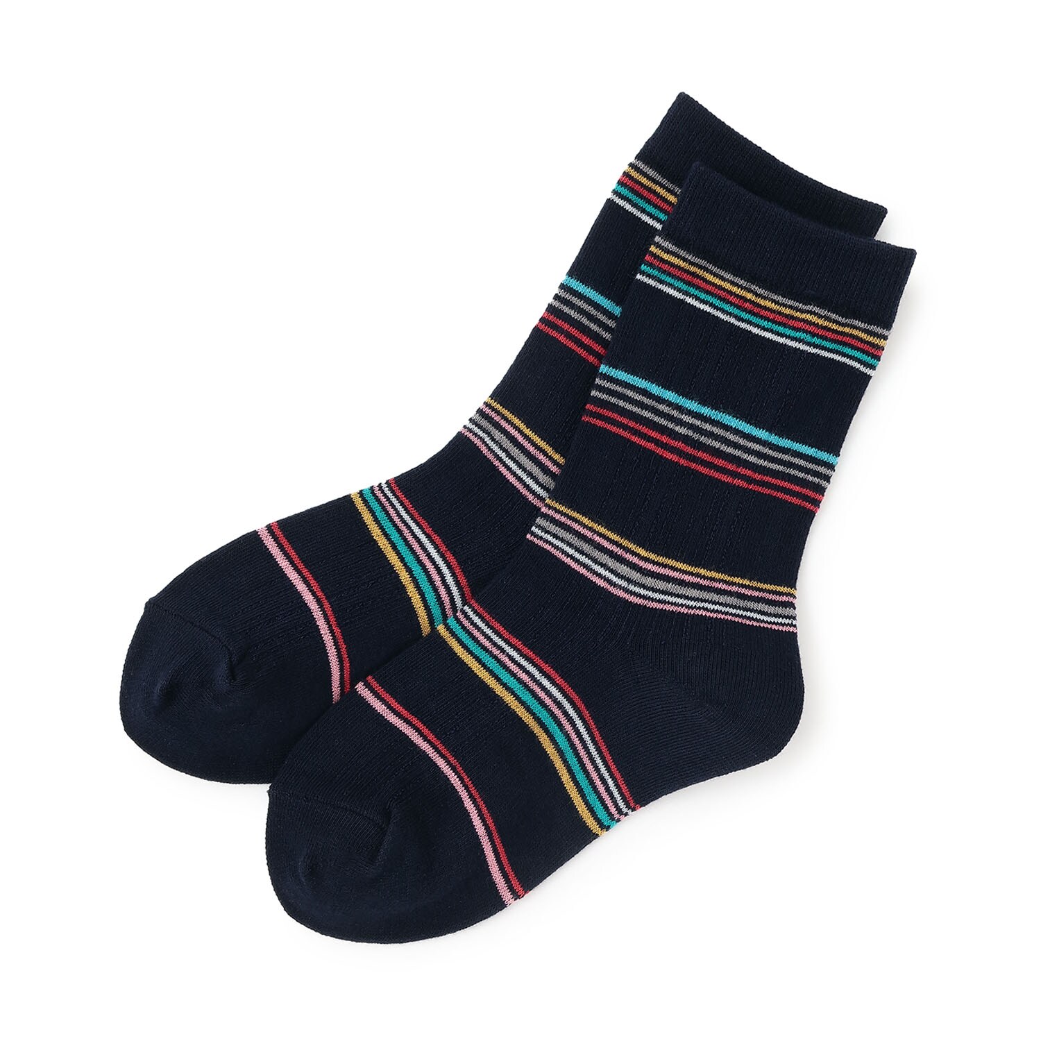 シャドーストライプクルーソックス