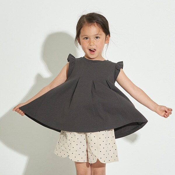【型崩れしないやわらかコットン】フリル＆ギャザーデザインTシャツ