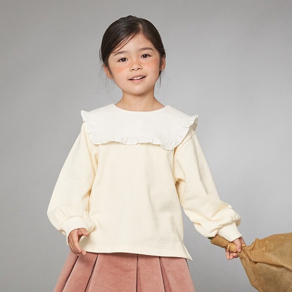 【表コットン毛玉バイバイ】フリル衿たっぷりギャザー袖トップス