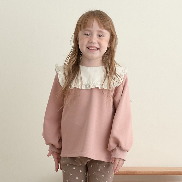 【表コットン毛玉バイバイ】フリル衿たっぷりギャザー袖トップス