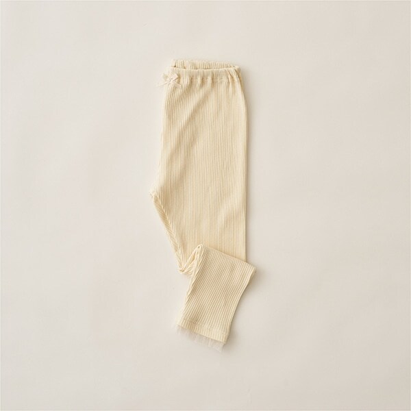 裾チュールフリル9分丈テレコレギンス