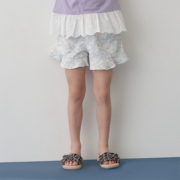 【撥水加工】【水陸両用】裾フリル4分丈パンツ