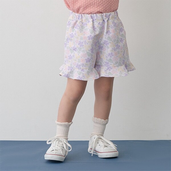 【撥水加工】【水陸両用】裾フリル4分丈パンツ