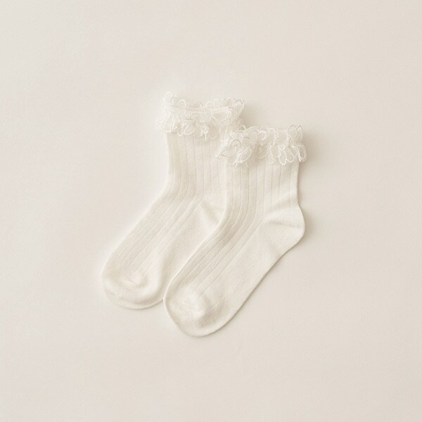 フラワーチュールレース付きソックス