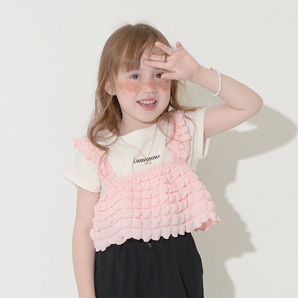 ロゴプリントTシャツ＆ポップコーンビスチェセット