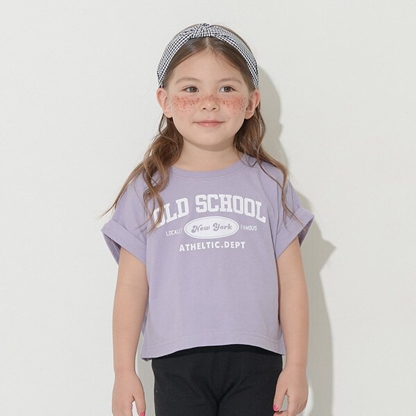 【型崩れしないやわらかコットン】ロゴプリントミニ丈ドロップTシャツ