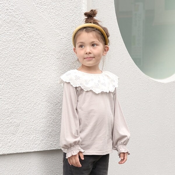 【型崩れしないやわらかコットン】ラウンド衿付きトップス