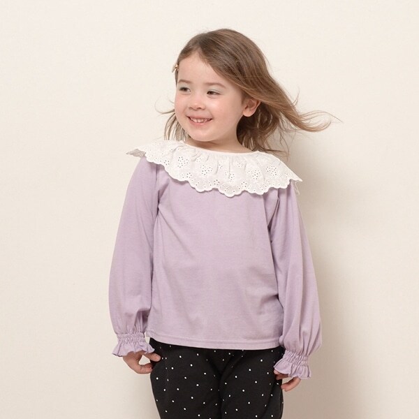 【型崩れしないやわらかコットン】ラウンド衿付きトップス