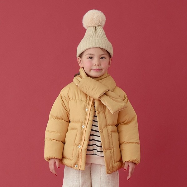 【万能アウター】マフラー付きパフジャケット