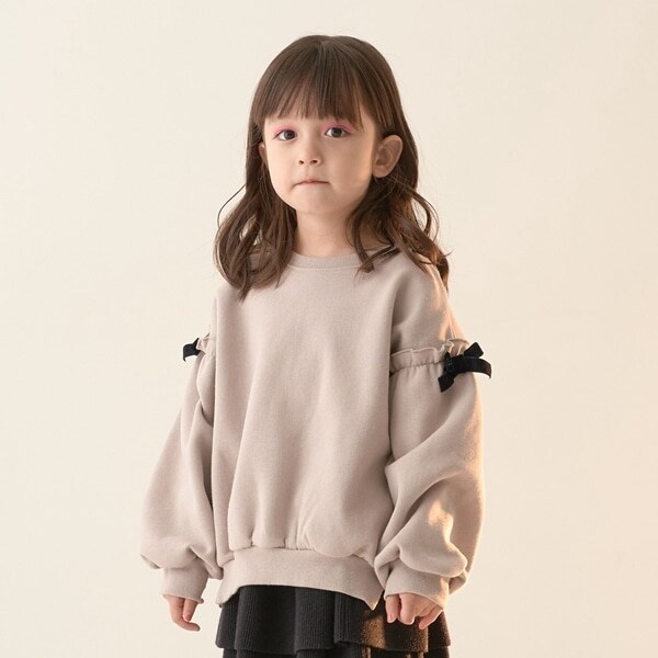 【表コットン毛玉バイバイ裏起毛】アソートリボン付きガーリートップス