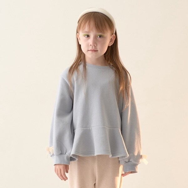 【表コットン毛玉バイバイ裏起毛】アソートリボン付きガーリートップス