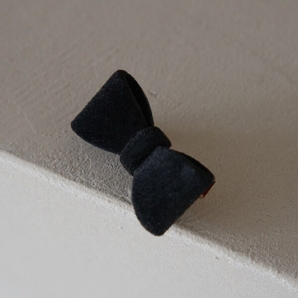 ベロア調リボンヘアクリップ