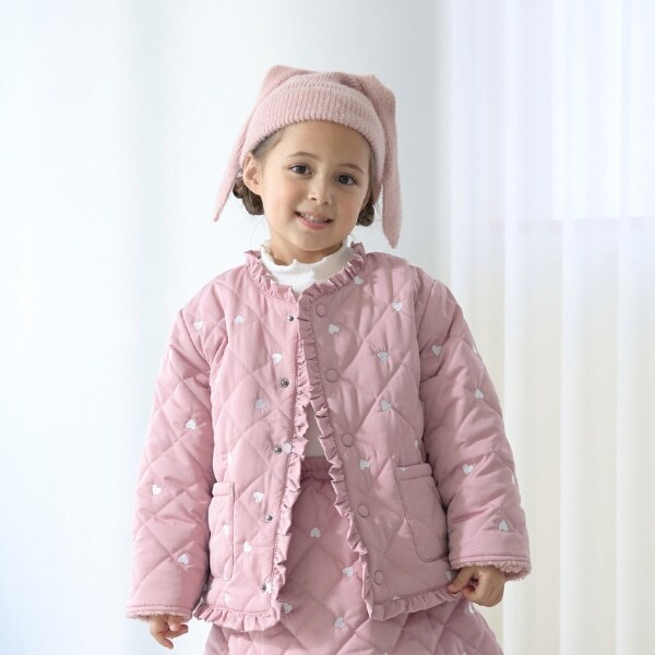 ノーカラーハート刺しゅうブルゾン