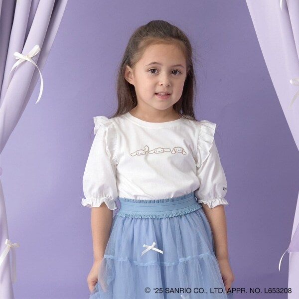 【サンリオキャラクターズ】【ソフトコットン】シナモロール&クロミアソート刺しゅう5分袖Tシャツ