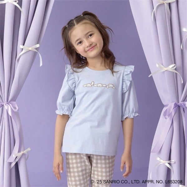 【サンリオキャラクターズ】【ソフトコットン】シナモロール&クロミアソート刺しゅう5分袖Tシャツ