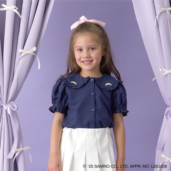 【サンリオキャラクターズ】シナモロールフリル衿ブラウス&リボンヘアゴムセット