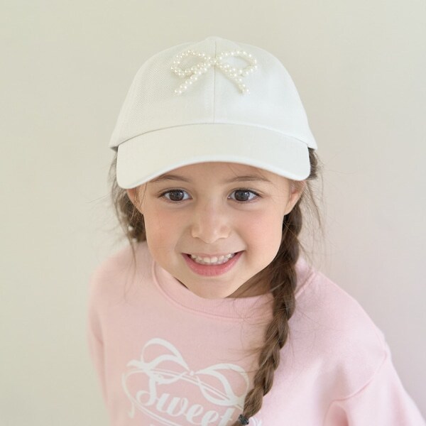 パール調リボン付きキャップ