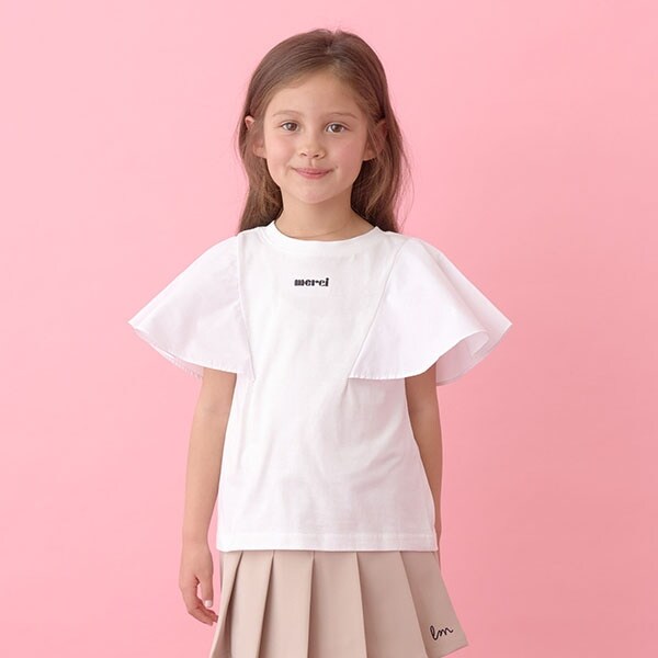 【前後どちらでもOK!】【ソフトコットン】フレアスリーブTシャツ