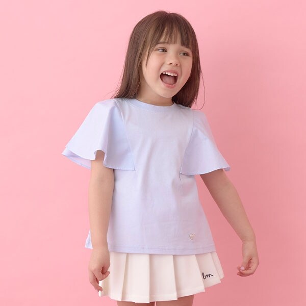 【前後どちらでもOK!】【ソフトコットン】フレアスリーブTシャツ