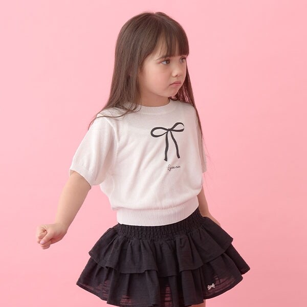 【マシンウォッシャブル】シアー半袖ニットトップス