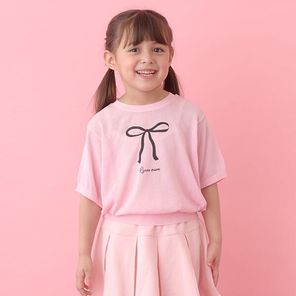 【マシンウォッシャブル】シアー半袖ニットトップス