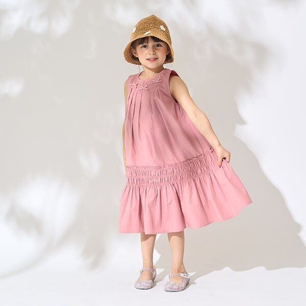 シャーリングティアードワンピース