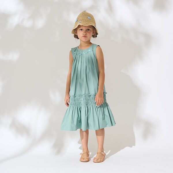 シャーリングティアードワンピース