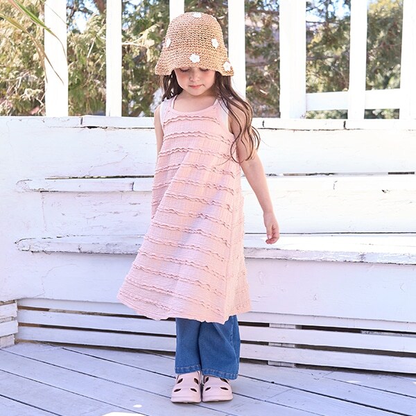 フリルニットレースキャミワンピース