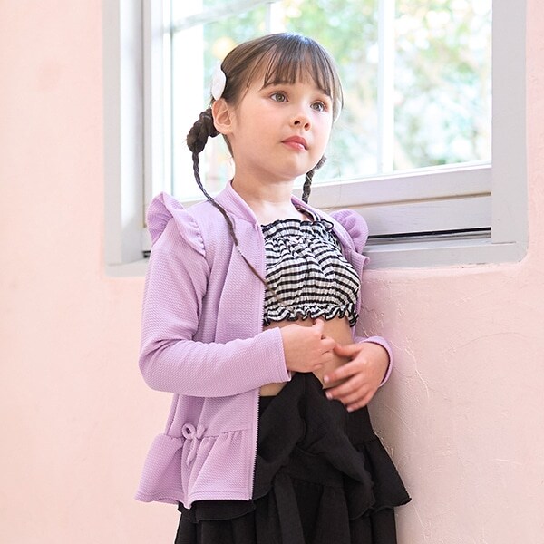 【SWIM】【UV加工】裾フリルフリルジップラッシュガード