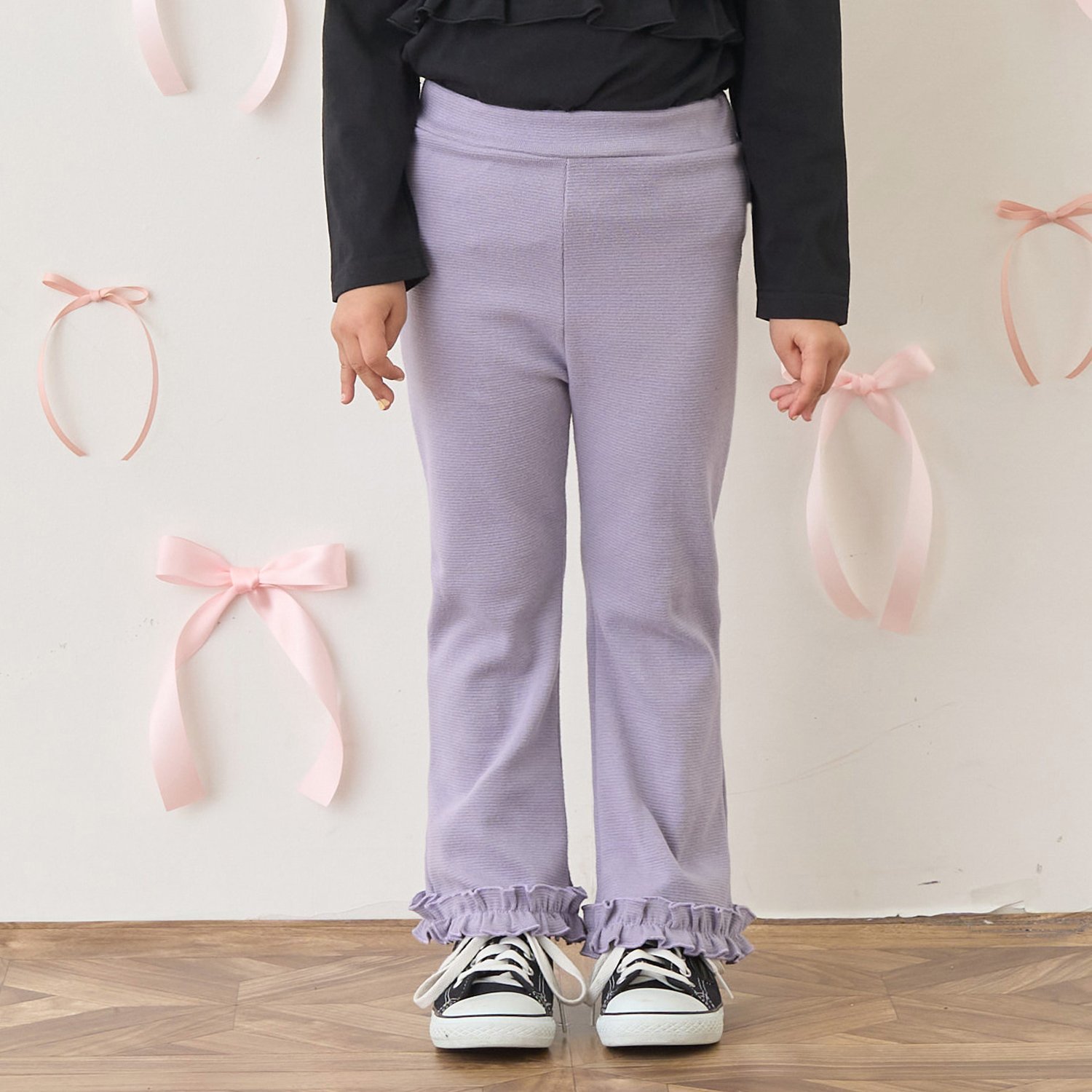 【ともパン】裾ふりふりギャザーフレアパンツ