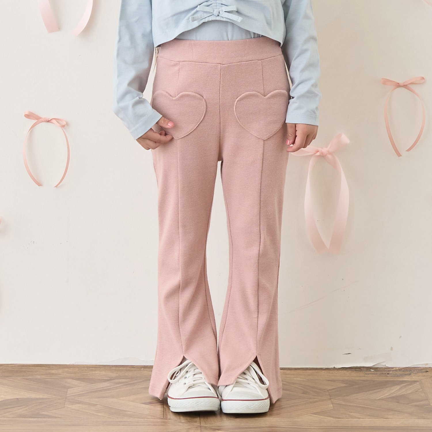 【ともパン】ハートポケット裾スリットフレアパンツ