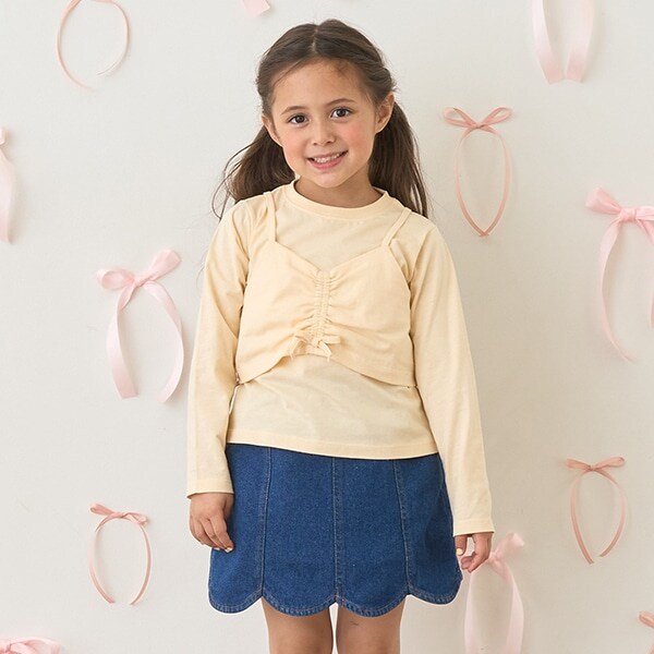 【ソフトコットン】ミニキャミ&シンプルTシャツセット