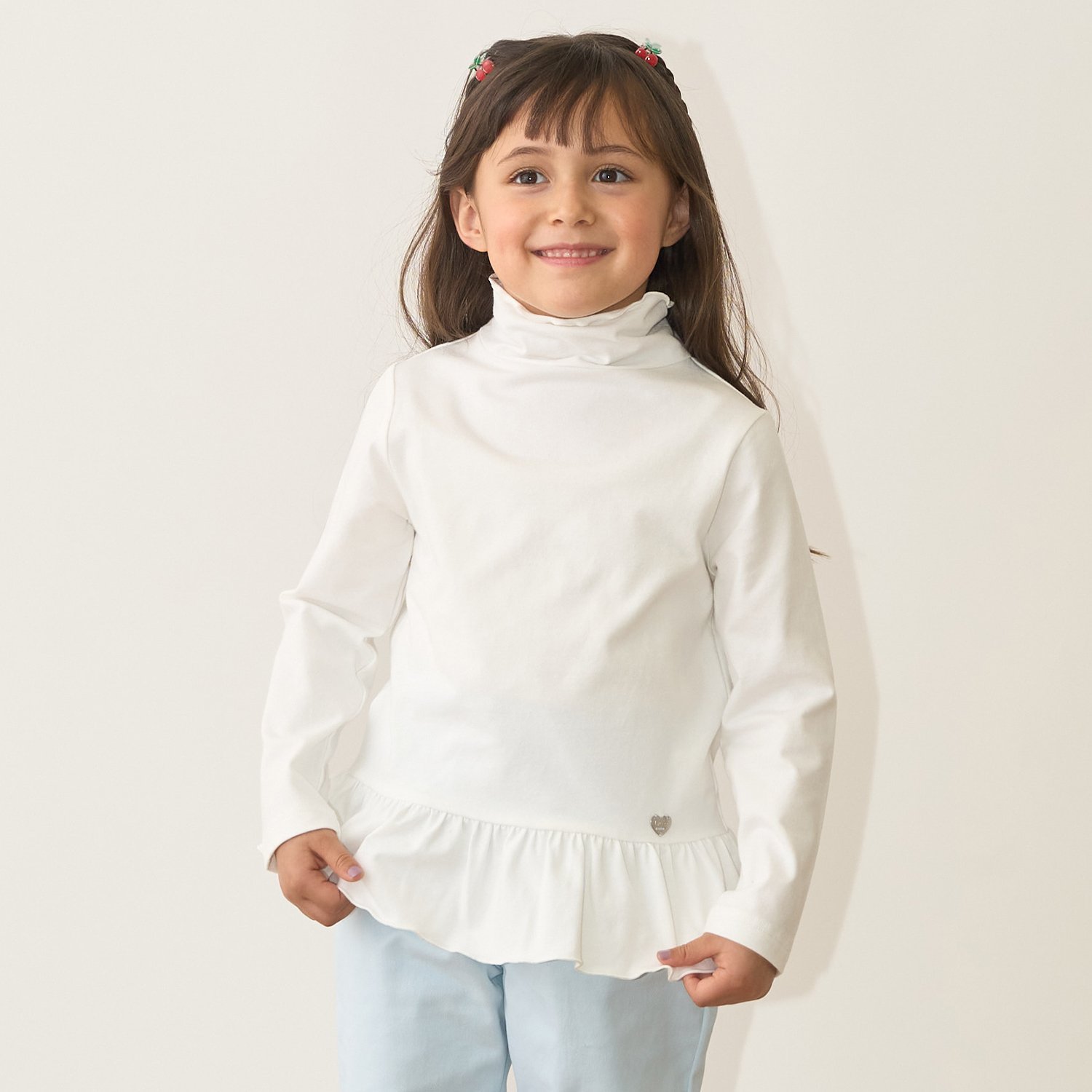 ペプラム裾ギャザータートルネック