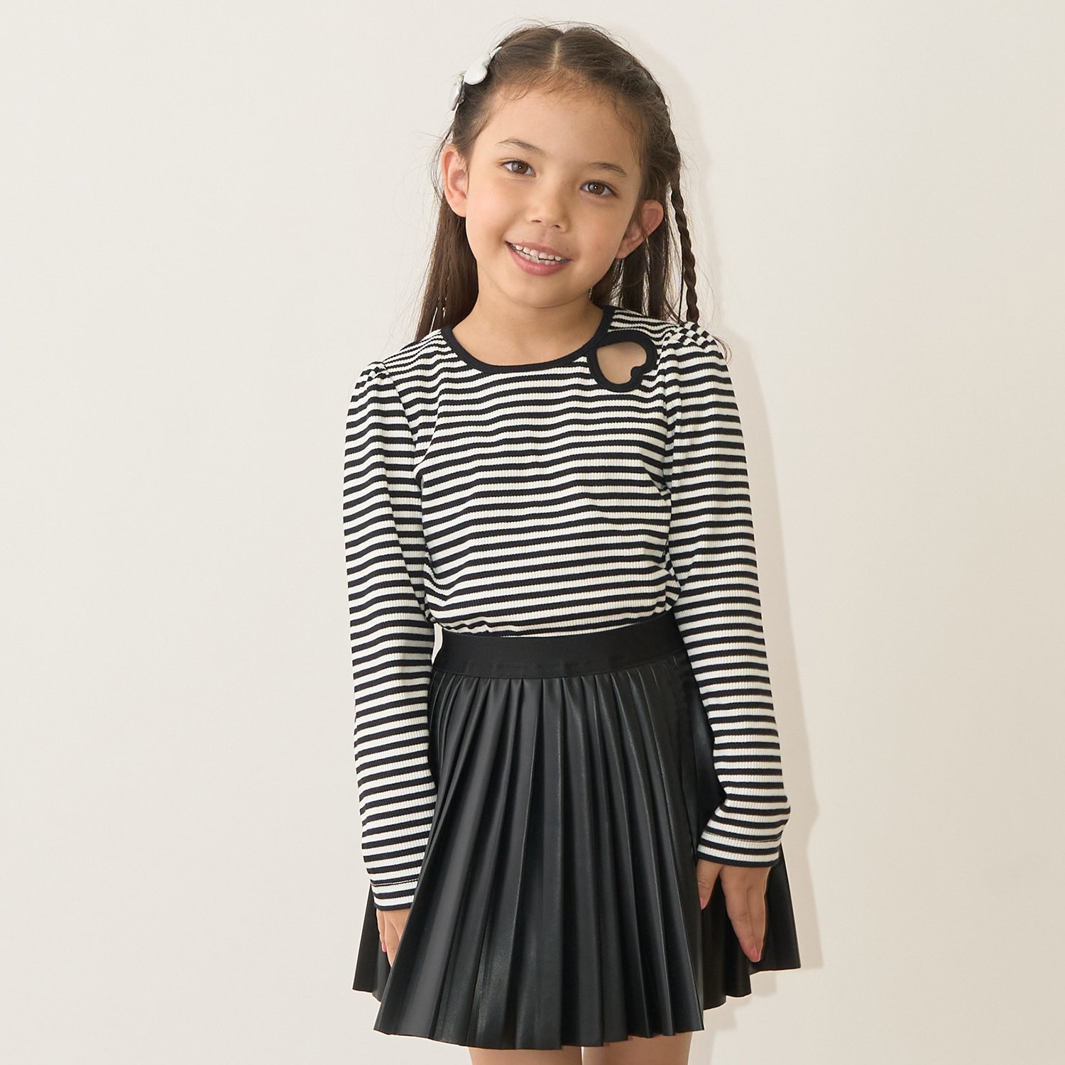 バイカラーハートテレコトップス