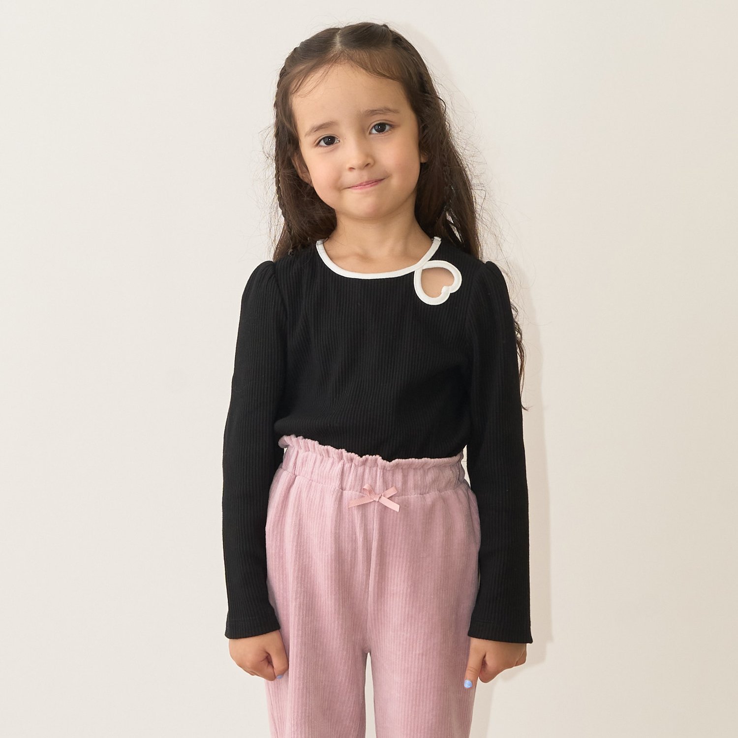 バイカラーハートテレコトップス