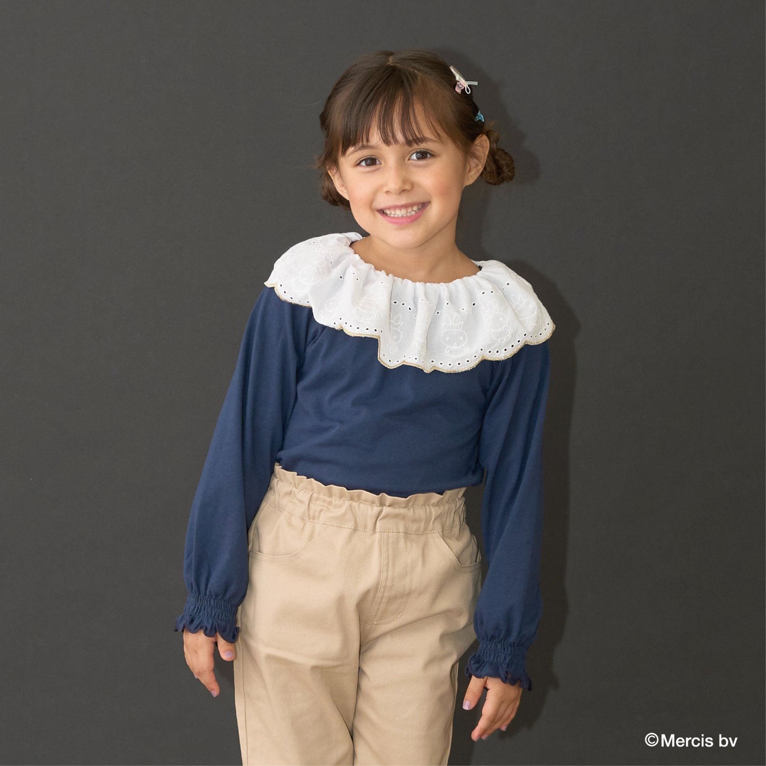 【Miffy】【ソフトコットン】コットンレース衿トップス