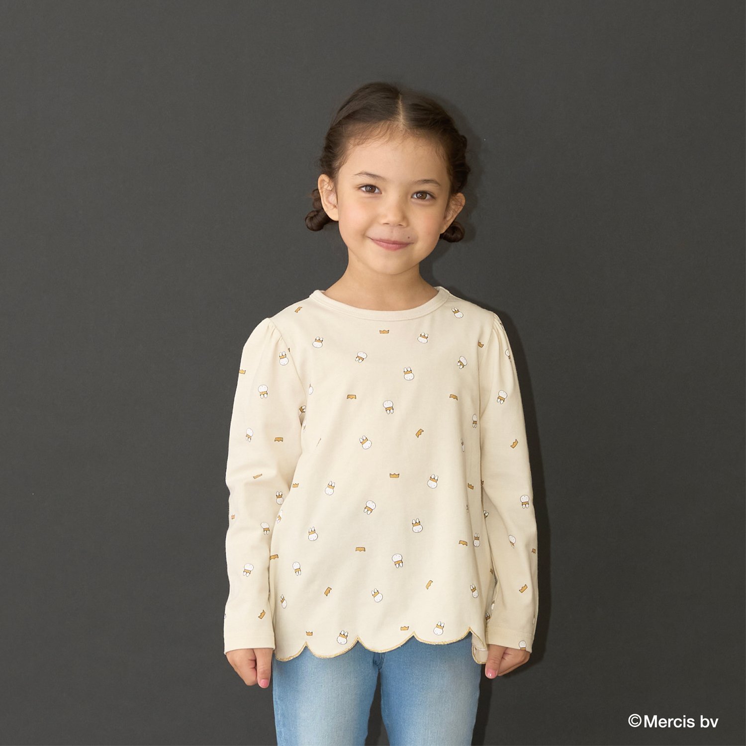 【Miffy】総柄裾スカラップAラインTシャツ