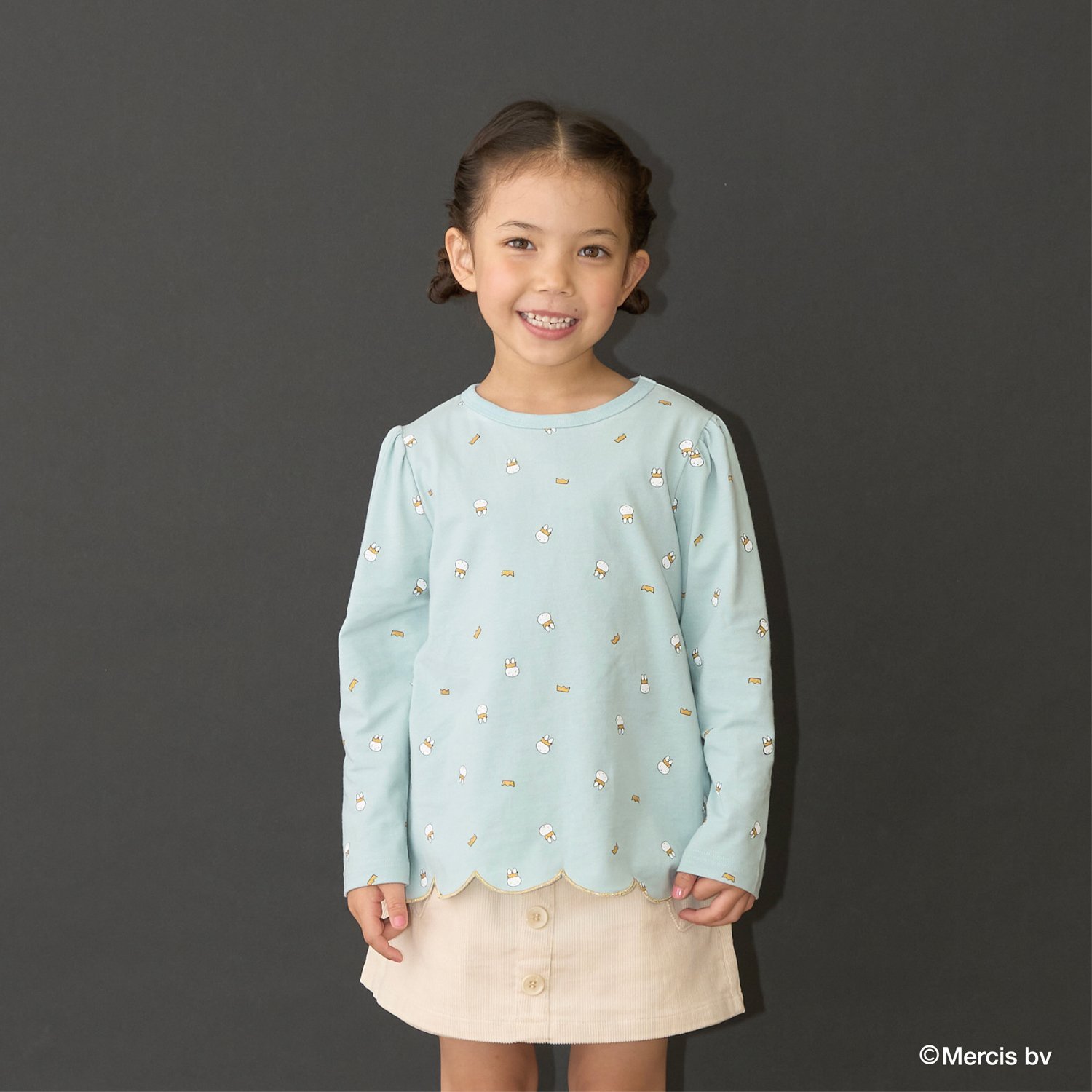 【Miffy】総柄裾スカラップAラインTシャツ