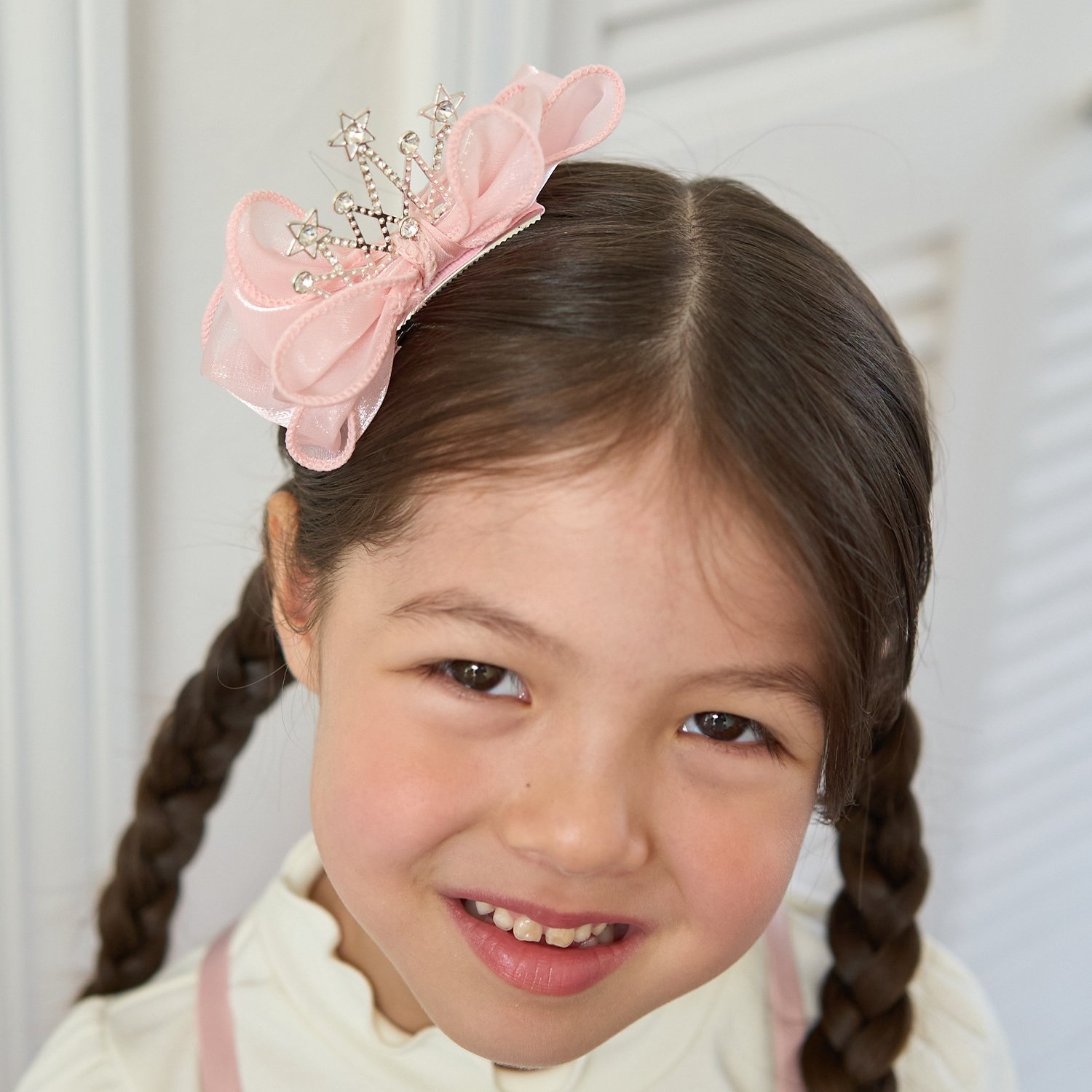 ビッグリボンティアラ付きヘアクリップ