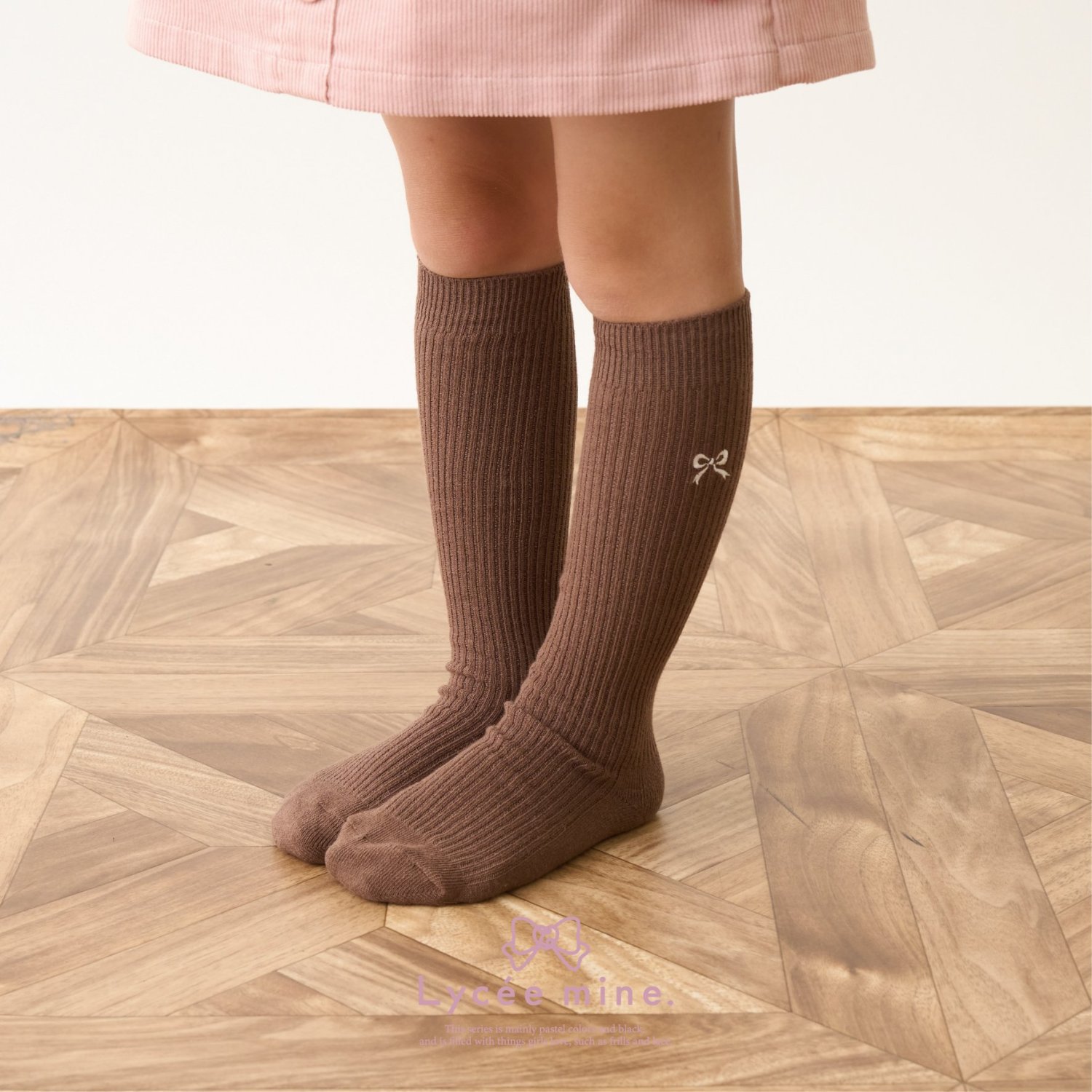 【大好評につき再入荷】【Lycee mine バレエシリーズ】リボン刺しゅうハイソックス