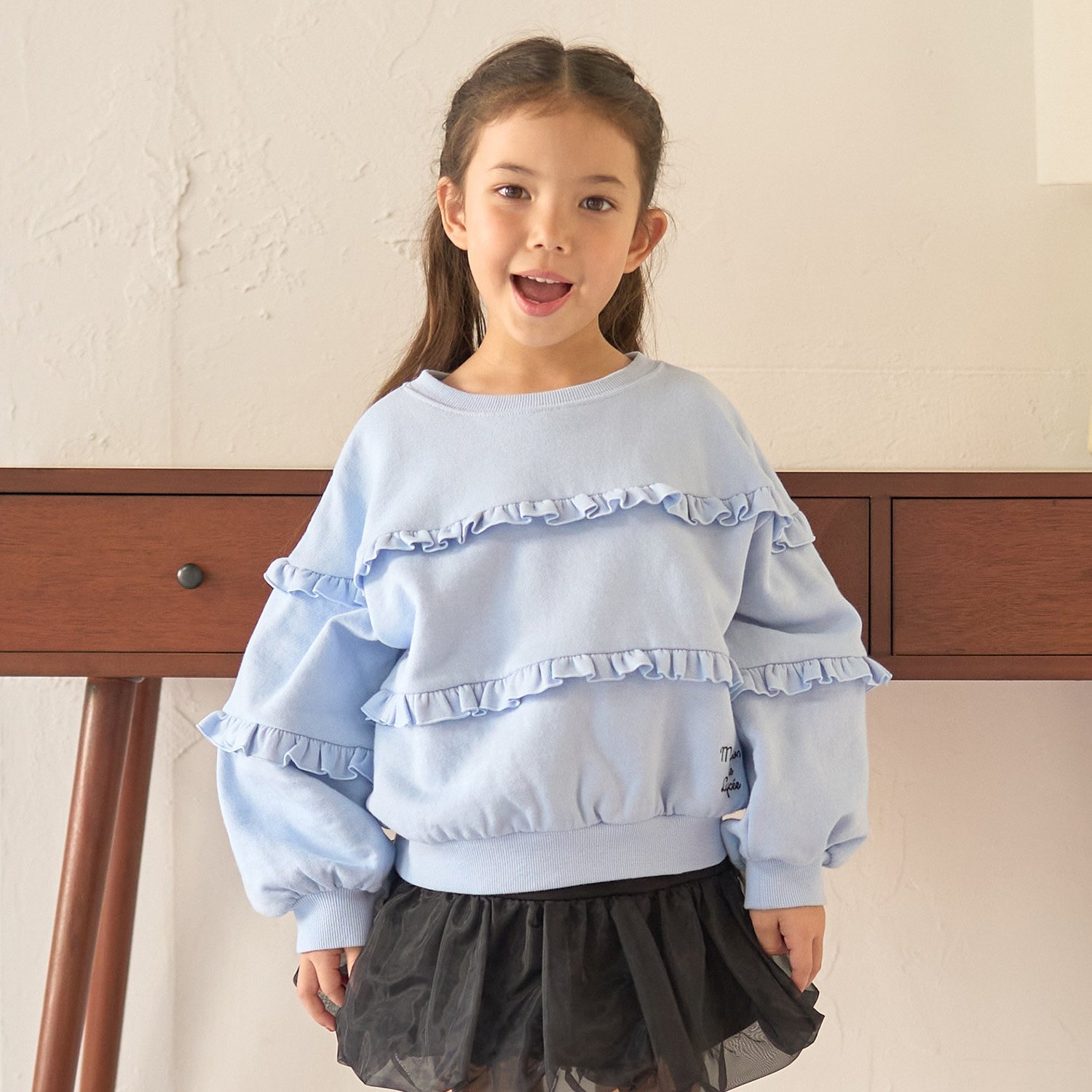 【毛玉バイバイ裏起毛】【どちらが前でもOK】フリルフリルスウェット