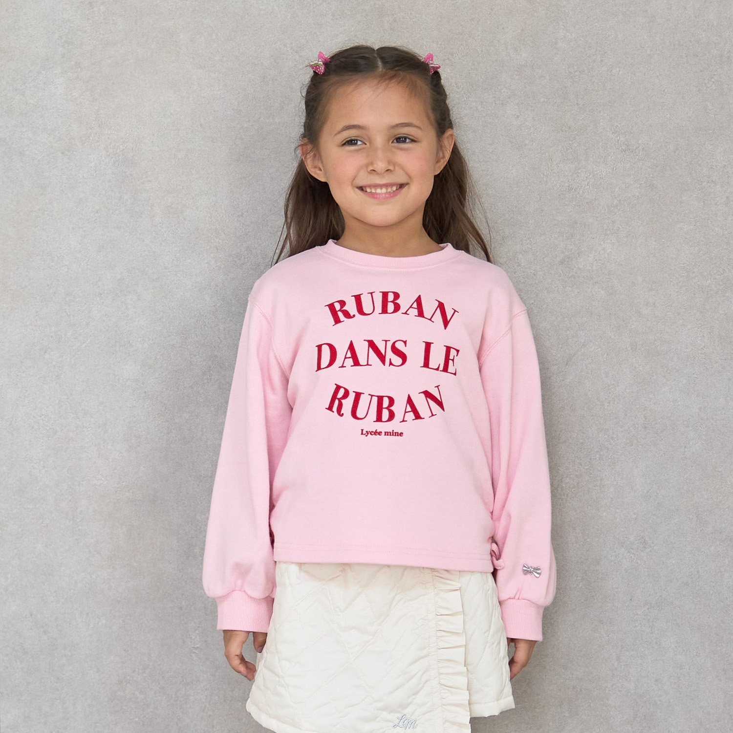 【毛玉バイバイ裏毛】サイドギャザーロゴスウェット