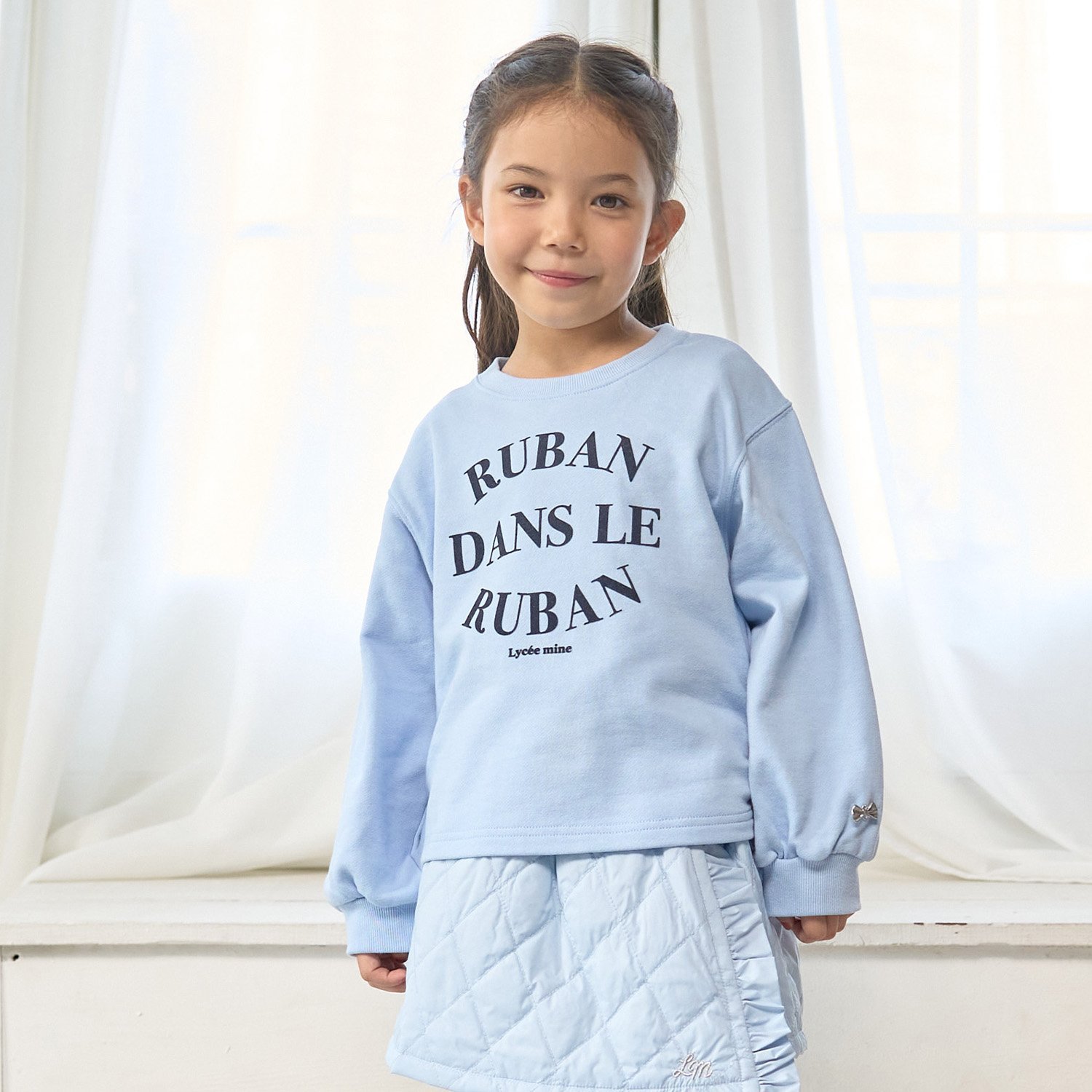 【毛玉バイバイ裏毛】サイドギャザーロゴスウェット