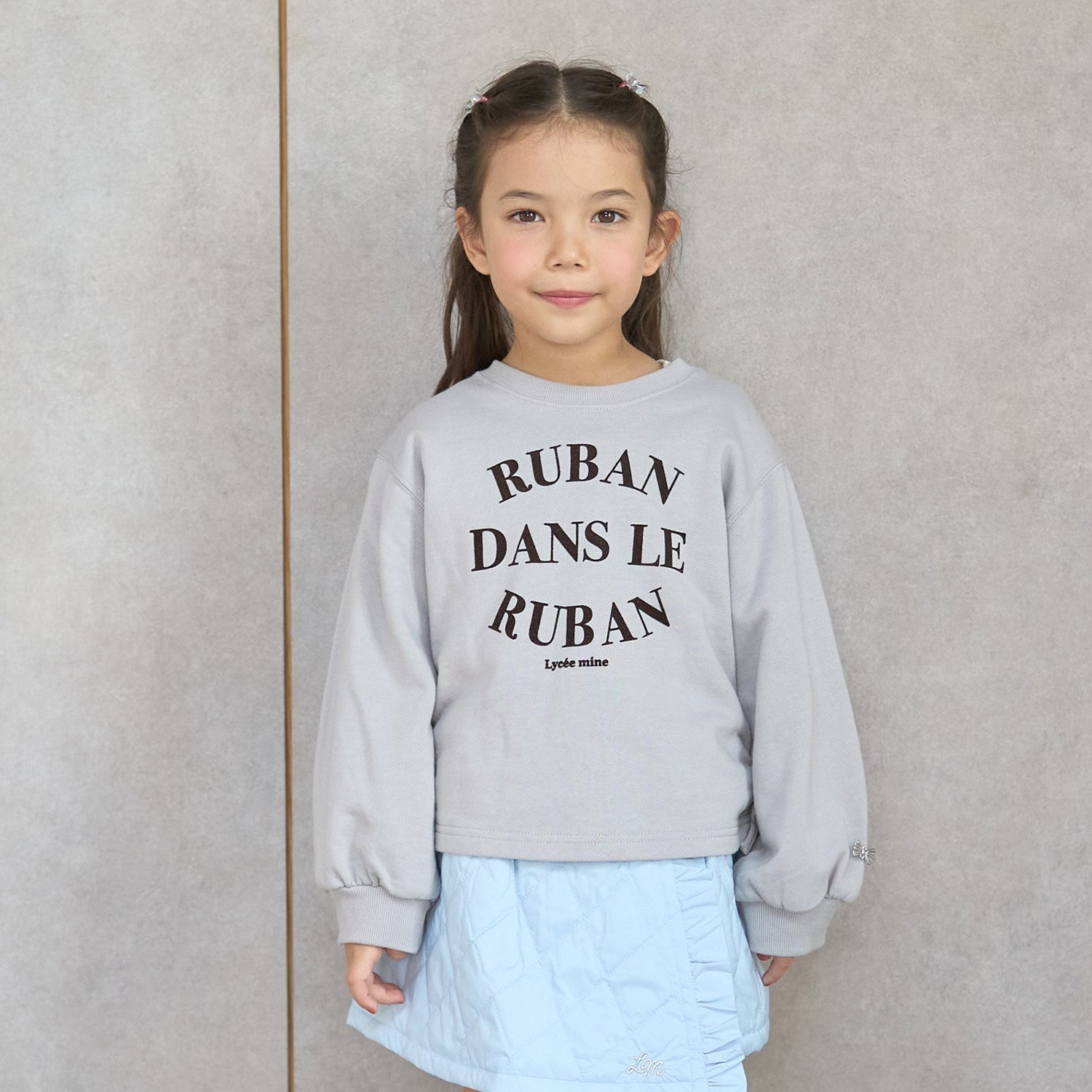 【毛玉バイバイ裏毛】サイドギャザーロゴスウェット