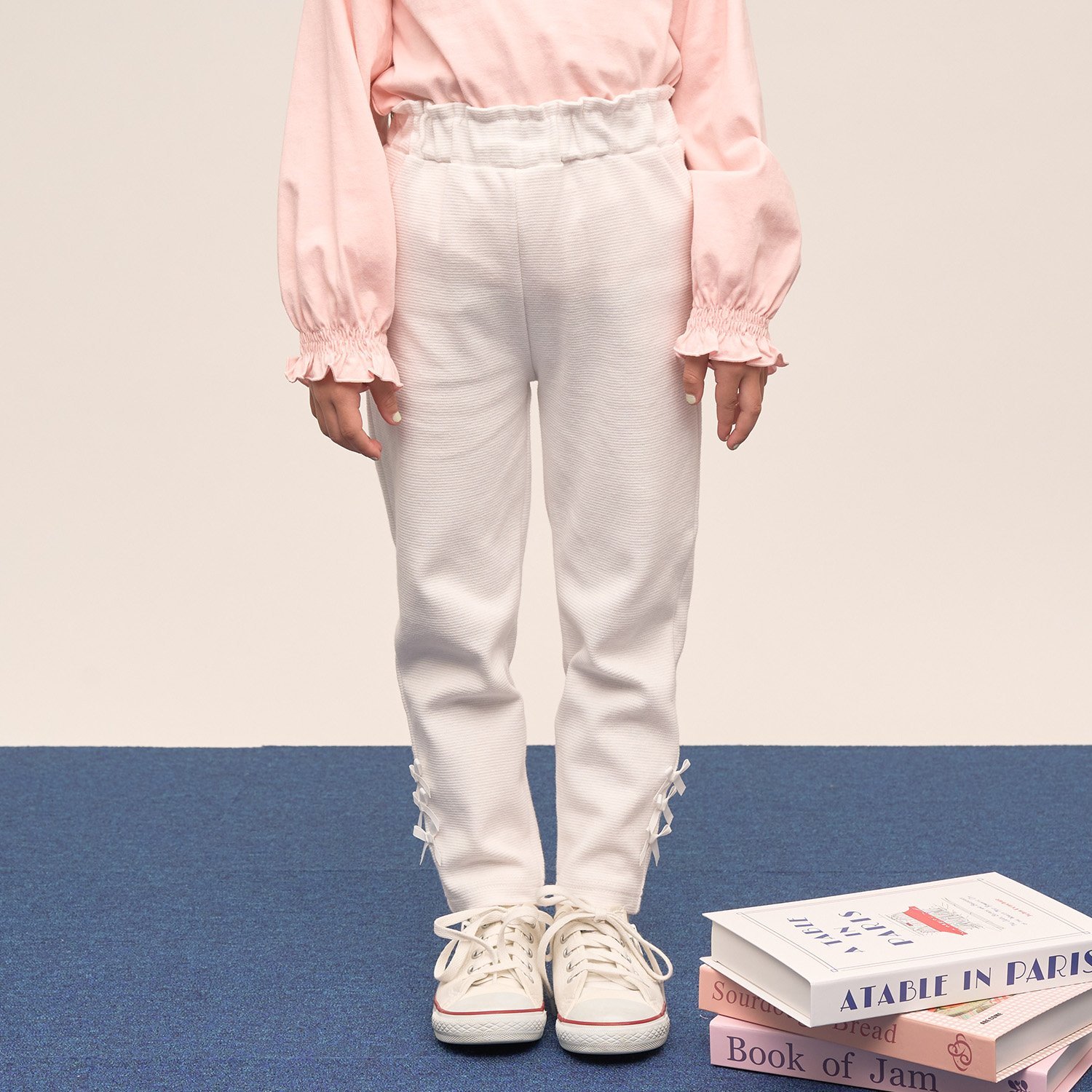 【ともパン】【防汚・速乾】リボンリボンストレートパンツ