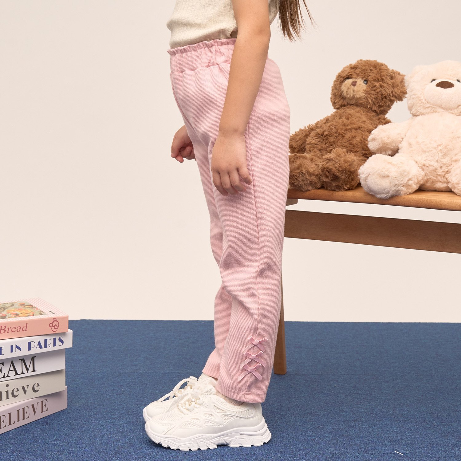 【ともパン】【防汚・速乾】リボンリボンストレートパンツ