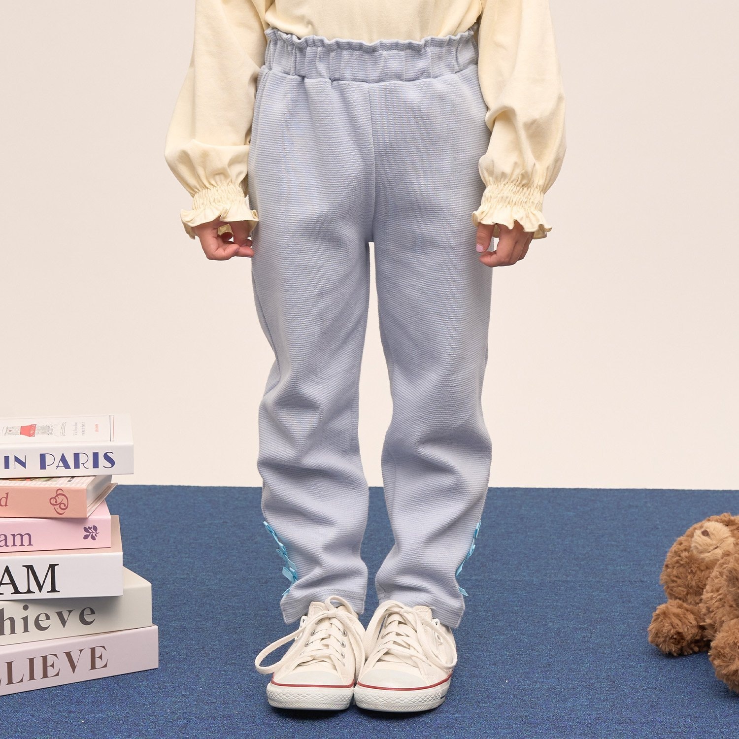 【ともパン】【防汚・速乾】リボンリボンストレートパンツ