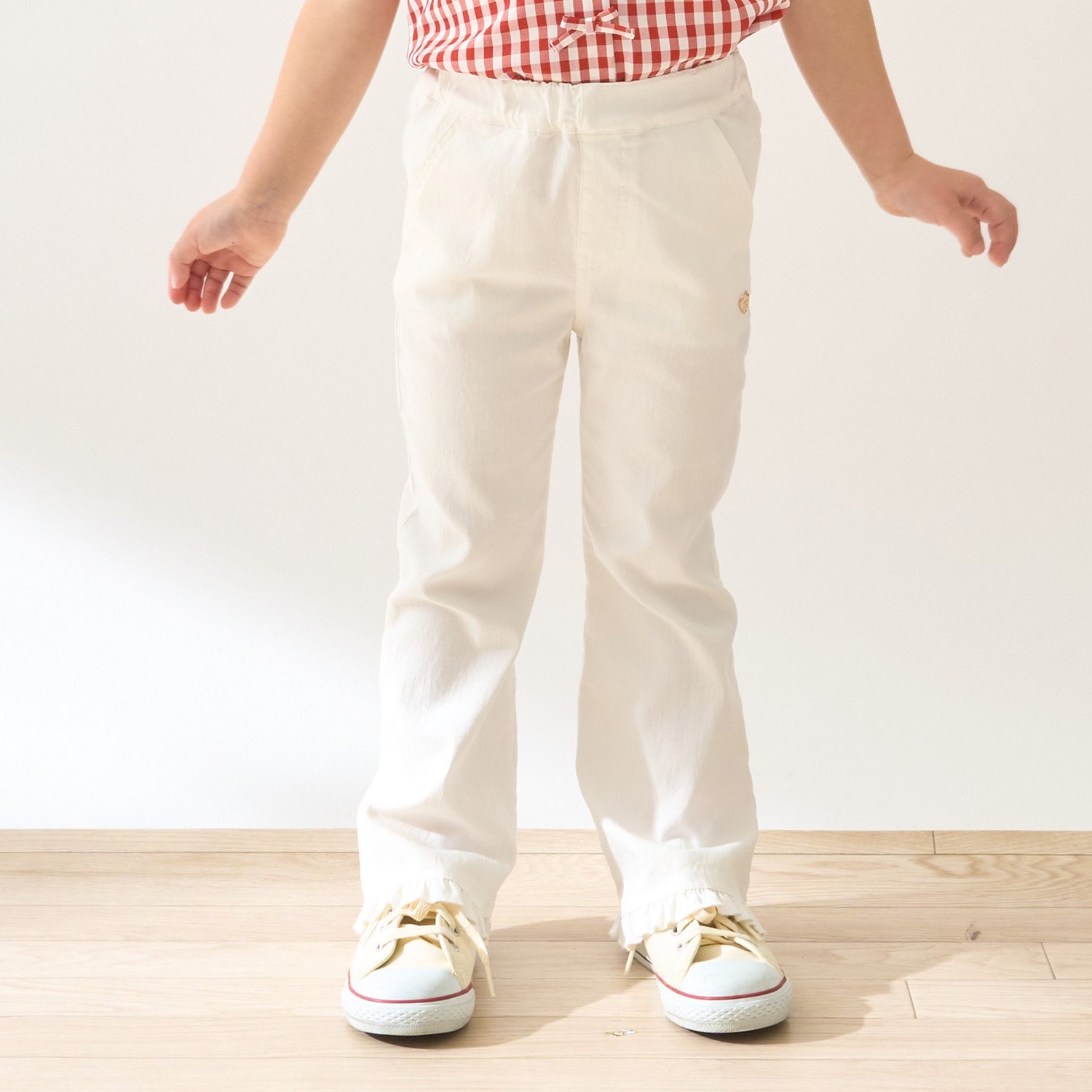 【ともパン】のーびのびストレッチ裾フリルフレアパンツ