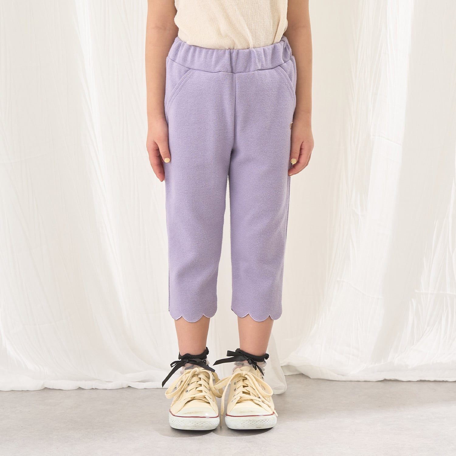 【ともパン】裾スカラップ7分丈カプリパンツ