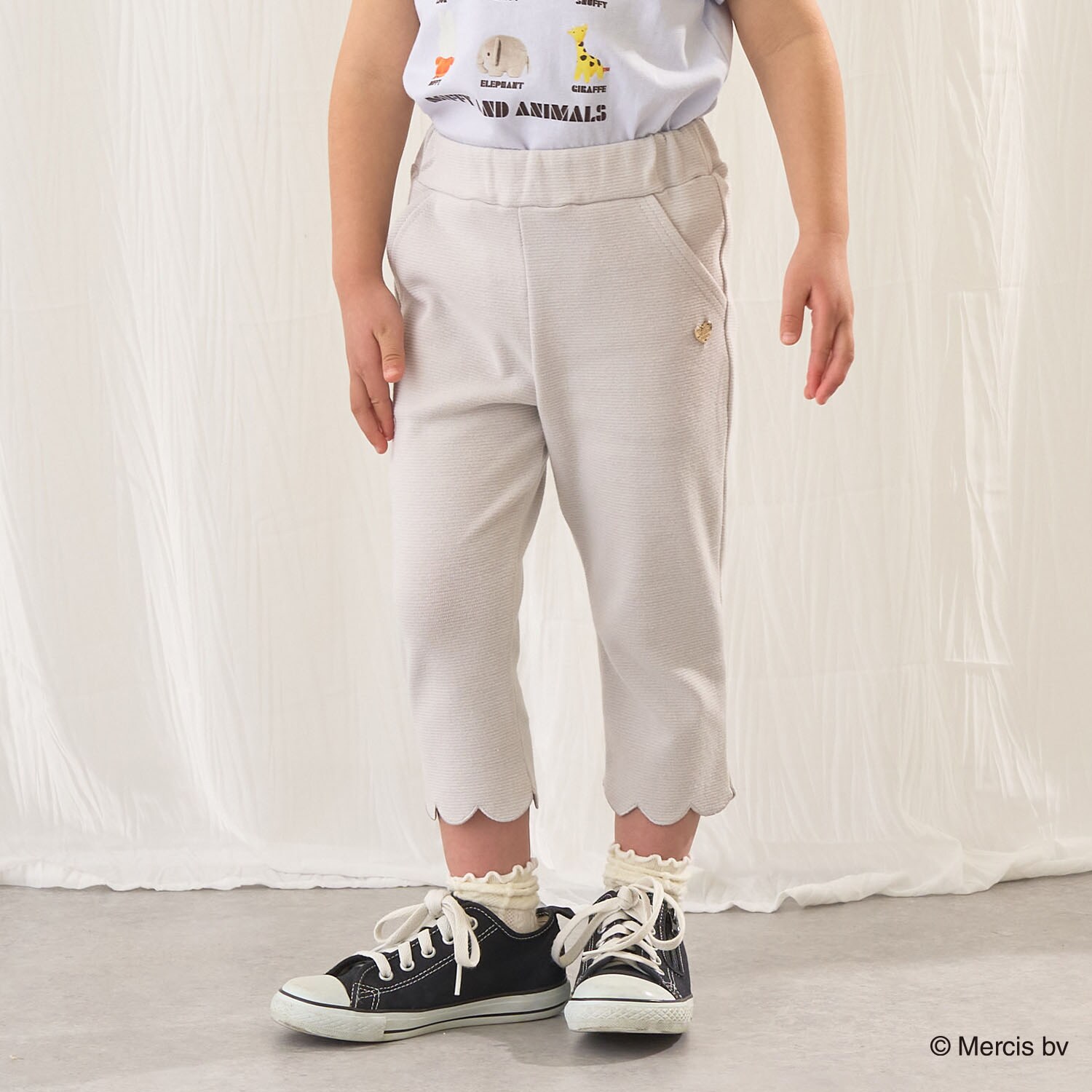 【ともパン】裾スカラップ7分丈カプリパンツ